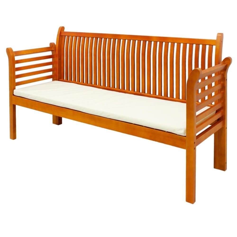 ECD Germany 3-paikkainen puutarhapenkki tyynyvoiteella - n. 159x49.5x90.5 cm - vankka, lakattu FSC-sertifioitu mänty - Penkkipuistopenkki, puinen
