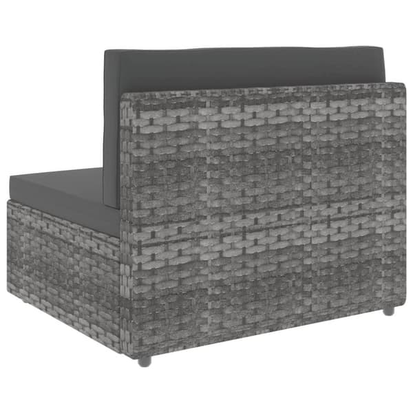 vidaXL midtersæde til sofa polyrattan grå