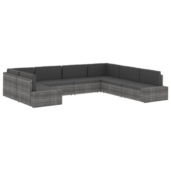 vidaXL midtersæde til sofa polyrattan grå