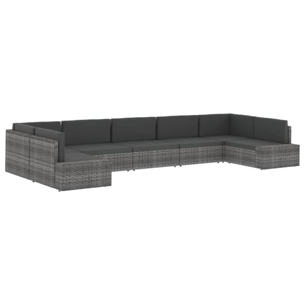 vidaXL midtersæde til sofa polyrattan grå