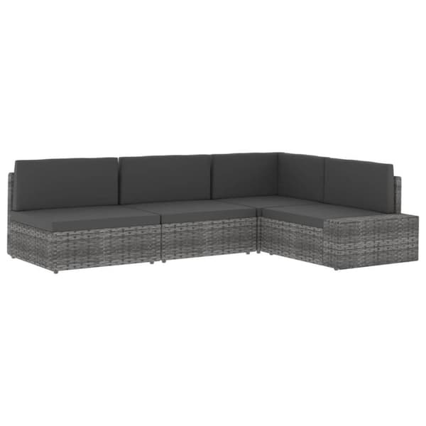 vidaXL midtersæde til sofa polyrattan grå