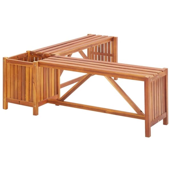 vidaXL Hagehjørnebenk med plantekasse 117x117x40 cm heltre akasie