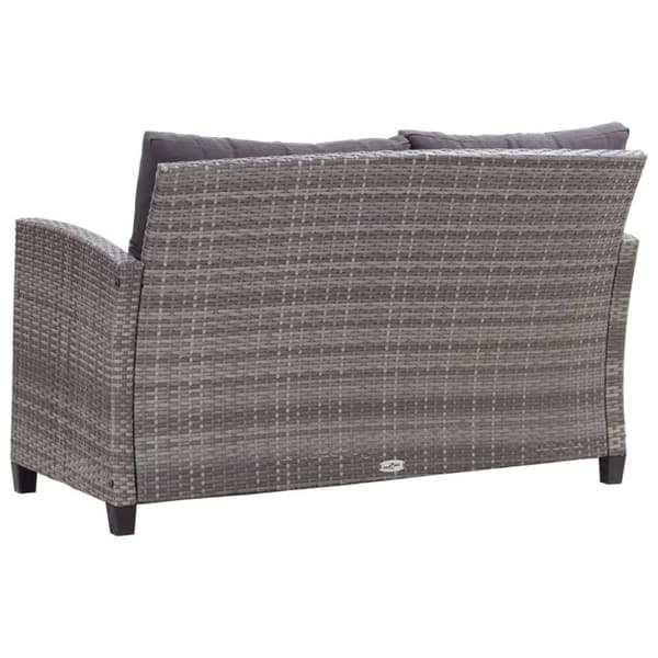vidaXL Trädgårdssoffa 2-sits med dynor grå 124 cm konstrotting