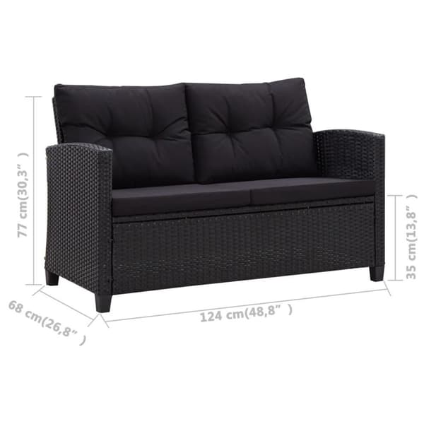 vidaXL topersoners havesofa med hynder 124 cm polyrattan sort