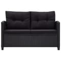 Miniatyrbillede 2 af 6: vidaXL topersoners havesofa med hynder 124 cm polyrattan sort