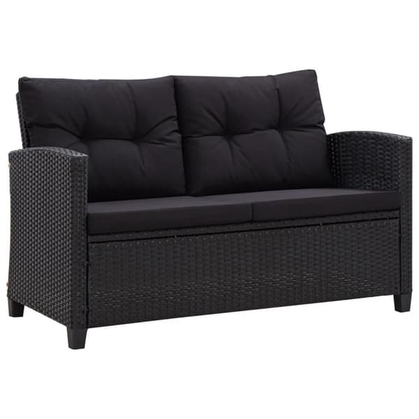 vidaXL topersoners havesofa med hynder 124 cm polyrattan sort