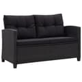 Miniatyrbillede 1 af 6: vidaXL topersoners havesofa med hynder 124 cm polyrattan sort