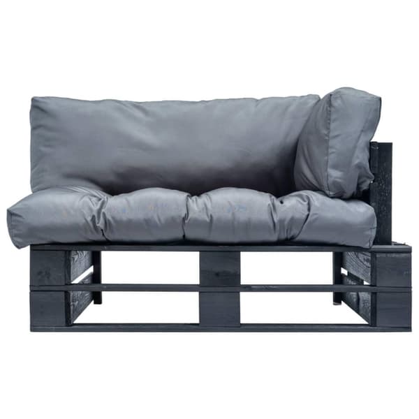 vidaXL Pallsoffa med gråa dynor furu