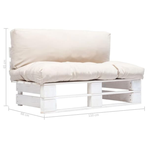 vidaXL Pallsoffa med sandfärgade dynor furu