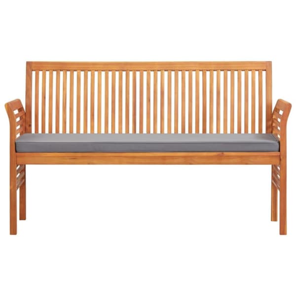 vidaXL 3-seters hagebenk med pute 150 cm heltre akasie