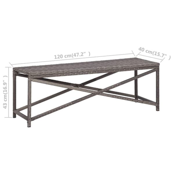 vidaXL havebænk 120 cm polyrattan grå