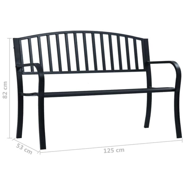 vidaXL havebænk 125 cm stål sort