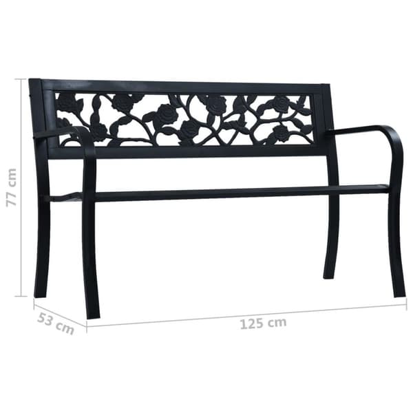 vidaXL Puutarhapenkki 125 cm musta teräs