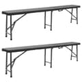 Miniatyrbillede 1 af 9: vidaXL foldbare havebænke 2 stk. 180 cm HDPE sort