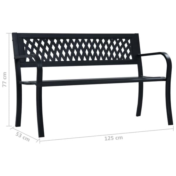 vidaXL havebænk 125 cm stål sort