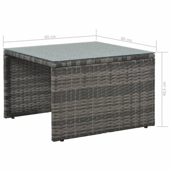 vidaXL haveloungesæt 3 dele med hynder polyrattan grå