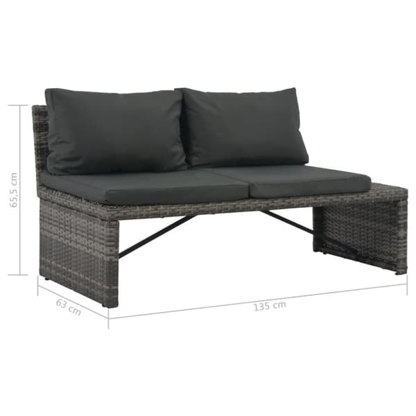 vidaXL haveloungesæt 3 dele med hynder polyrattan grå