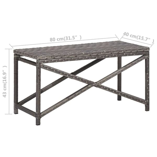 vidaXL havebænk 80 cm polyrattan grå