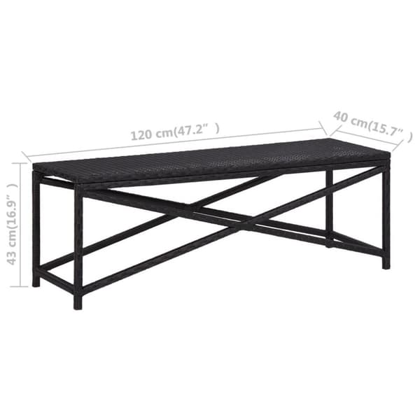 vidaXL havebænk 120 cm polyrattan sort