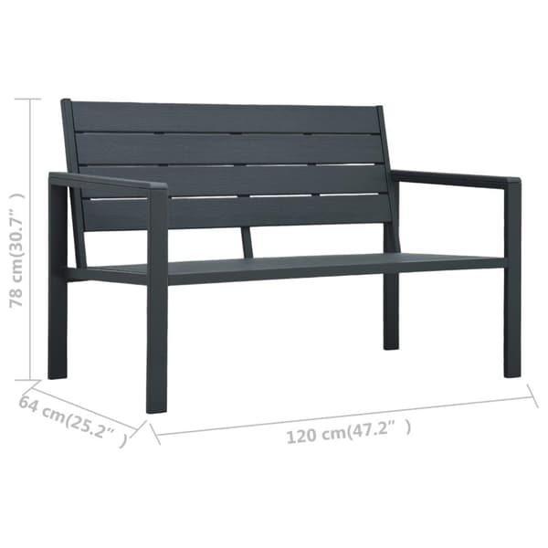 vidaXL Trädgårdsbänk 120 cm HDPE grå träutseende