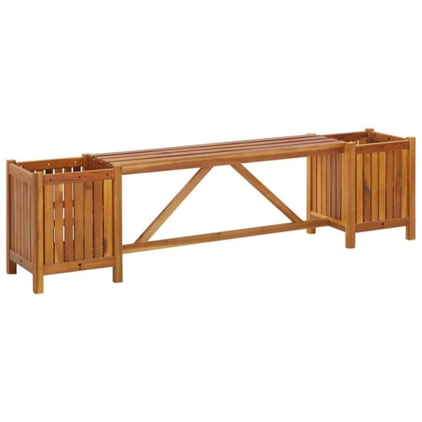 vidaXL havebænk med 2 plantekasser 150x30x40 cm massivt akacietræ