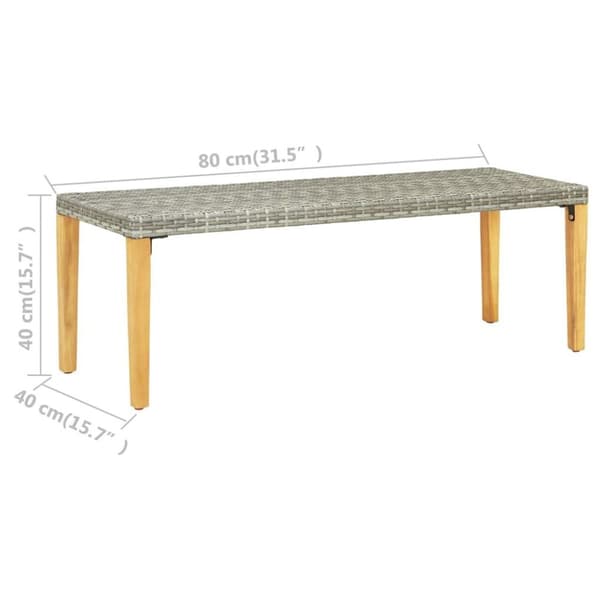 vidaXL havebænk 80 cm polyrattan grå