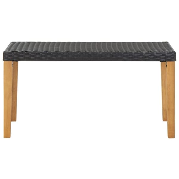 vidaXL havebænk 120 cm polyrattan og massivt akacietræ sort