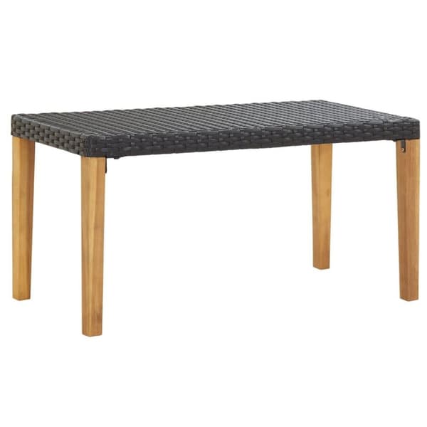 vidaXL havebænk 120 cm polyrattan og massivt akacietræ sort