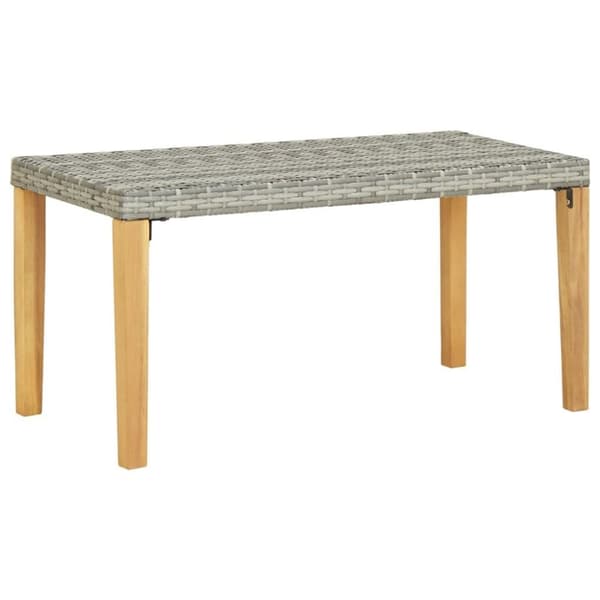 vidaXL havebænk 120 cm polyrattan og massivt akacietræ grå