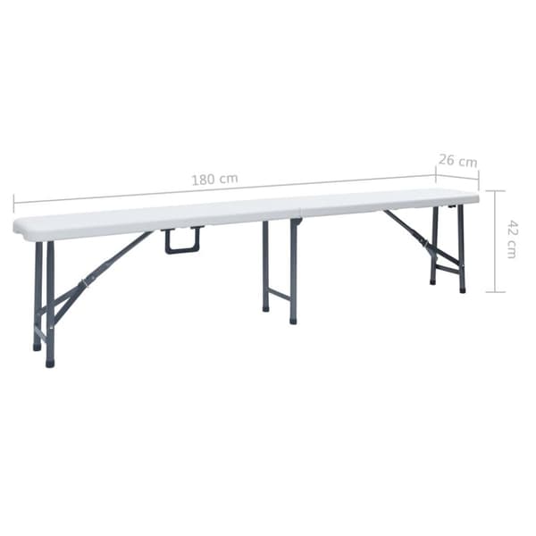 vidaXL Sammenleggbare hagebenker 2 stk 180 cm HDPE hvit