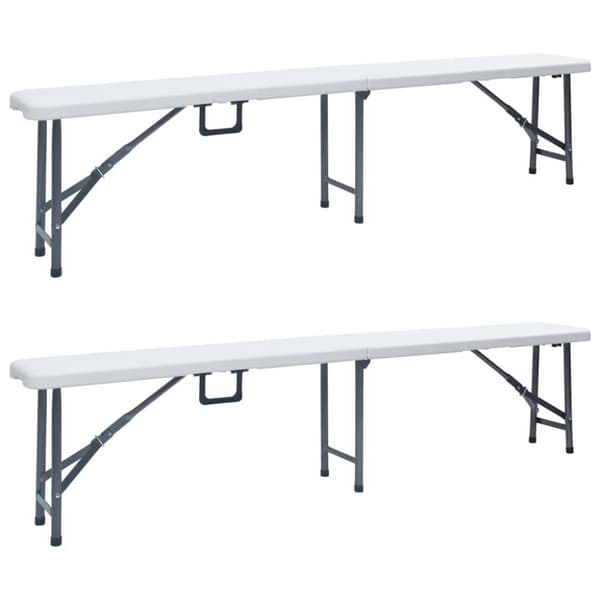 vidaXL Sammenleggbare hagebenker 2 stk 180 cm HDPE hvit