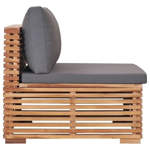 vidaXL midtersektion til havesofa med hynde massivt teaktræ grå