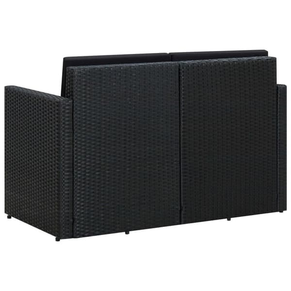 vidaXL 2-personers havesofa med hynder polyrattan sort