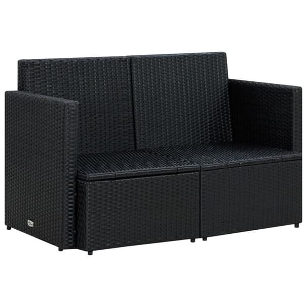 vidaXL 2-personers havesofa med hynder polyrattan sort