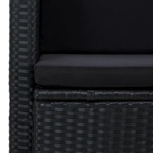 vidaXL 2-personers havesofa med hynder polyrattan sort