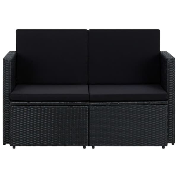 vidaXL 2-personers havesofa med hynder polyrattan sort