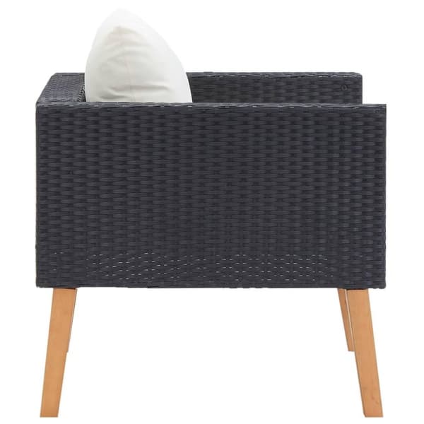 vidaXL 1-personssofa med hynder polyrattan sort