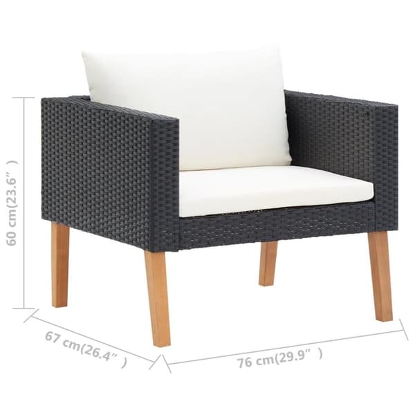 vidaXL 1-personssofa med hynder polyrattan sort