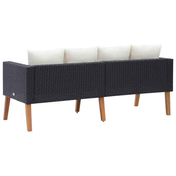 vidaXL Hagesofa med puter 2 seter polyrotting svart