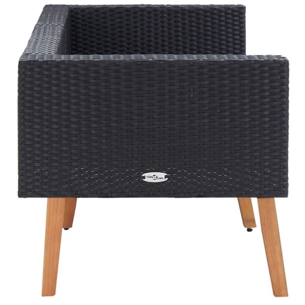 vidaXL Hagesofa med puter 2 seter polyrotting svart
