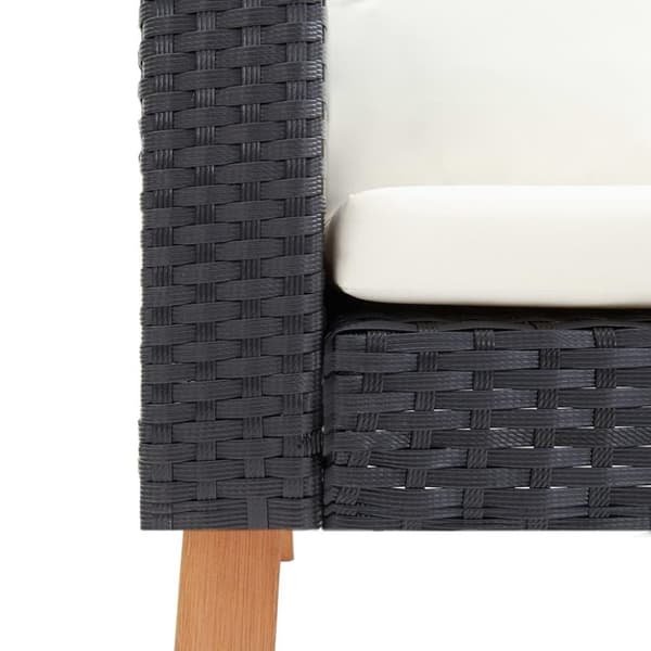 vidaXL Hagesofa med puter 2 seter polyrotting svart