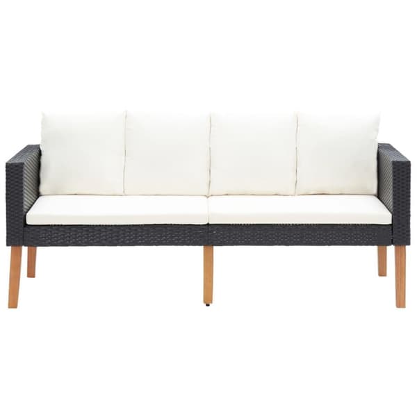 vidaXL Hagesofa med puter 2 seter polyrotting svart