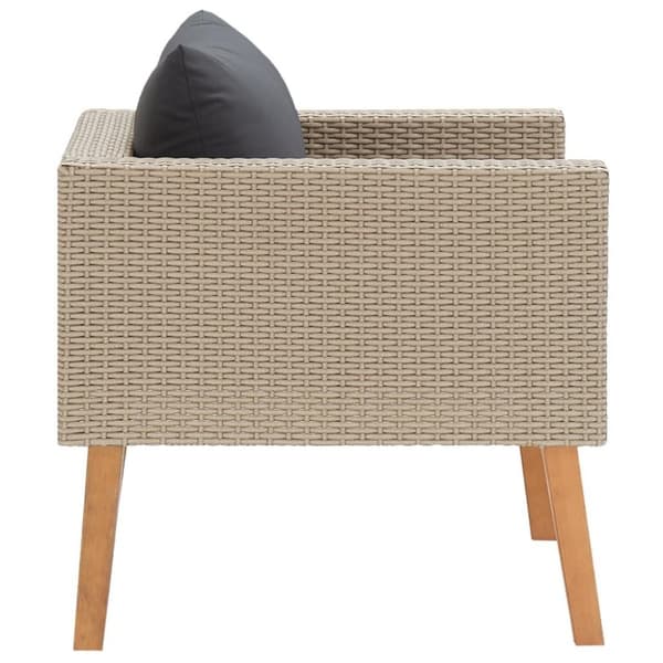 vidaXL Utendørs enkeltsofa med puter polyrotting beige