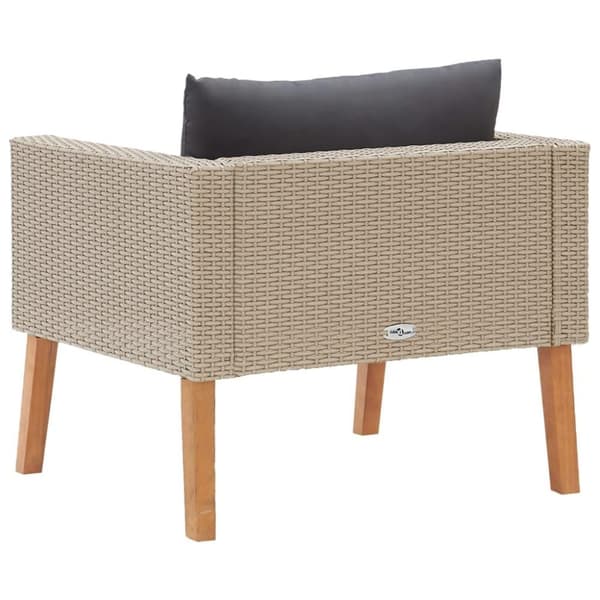 vidaXL Utendørs enkeltsofa med puter polyrotting beige