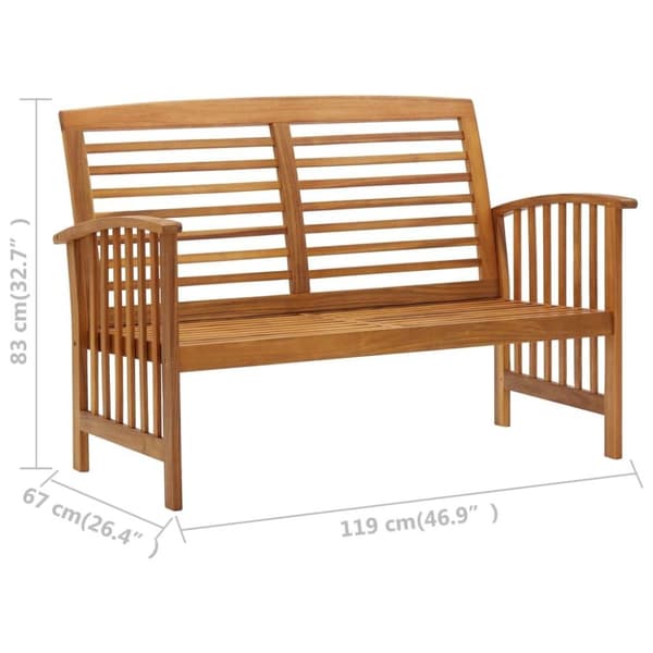 vidaXL Hagebenk 119 cm heltre akasie