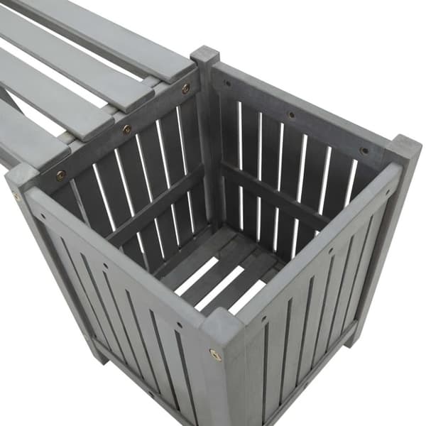 vidaXL Hagebenk med 2 plantekasser 150 cm heltre akasie grå