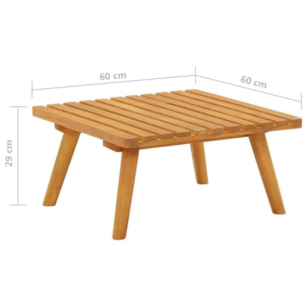 vidaXL Fotpall för trädgården med dyna 60x60x29 cm massiv akacia