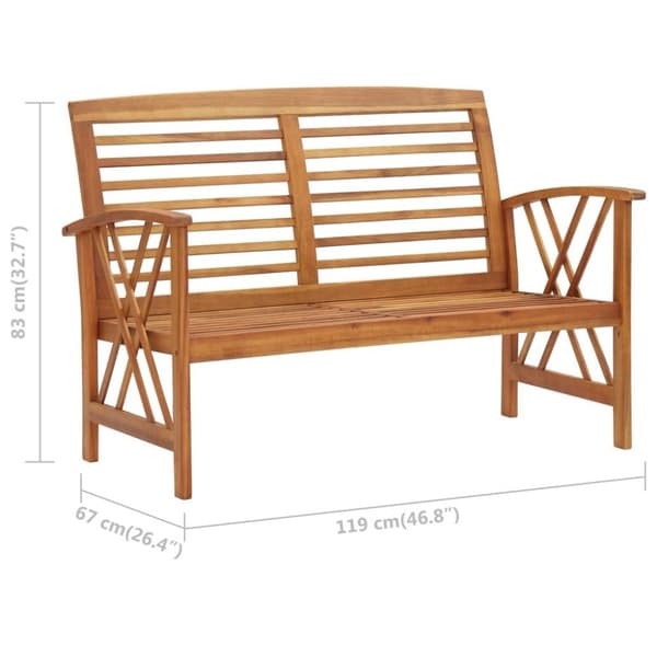 vidaXL Hagebenk 119 cm heltre akasie