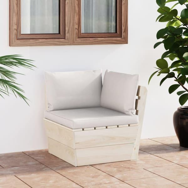 vidaXL Hörnsektion med dynor till pallsoffa impregnerat granträ