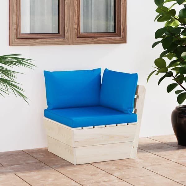 vidaXL Hörnsektion med dynor till pallsoffa impregnerat granträ